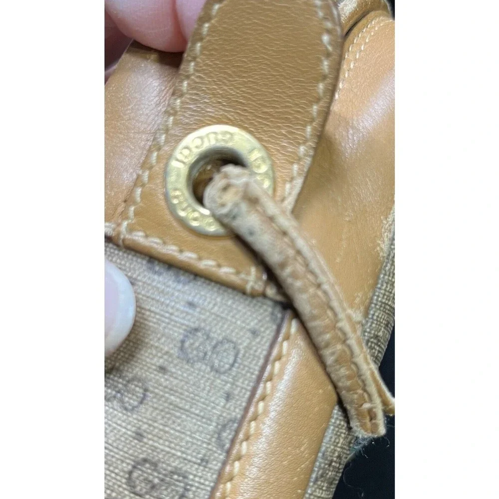 GUCCI Vintage Micro GG Tan Brown Canvas Shoulder Bag PVC‎ Leather Crossbody